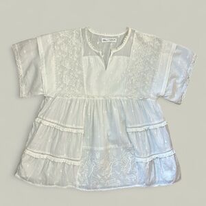 Zara Women’s Ivory Blouse with Mesh Accents.
Size 11-12.  Women’s XS